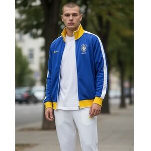 Nike‎ Brasil CBF Track Jacket XXL Blue Yellow Soccer Football Zip Up Authentic